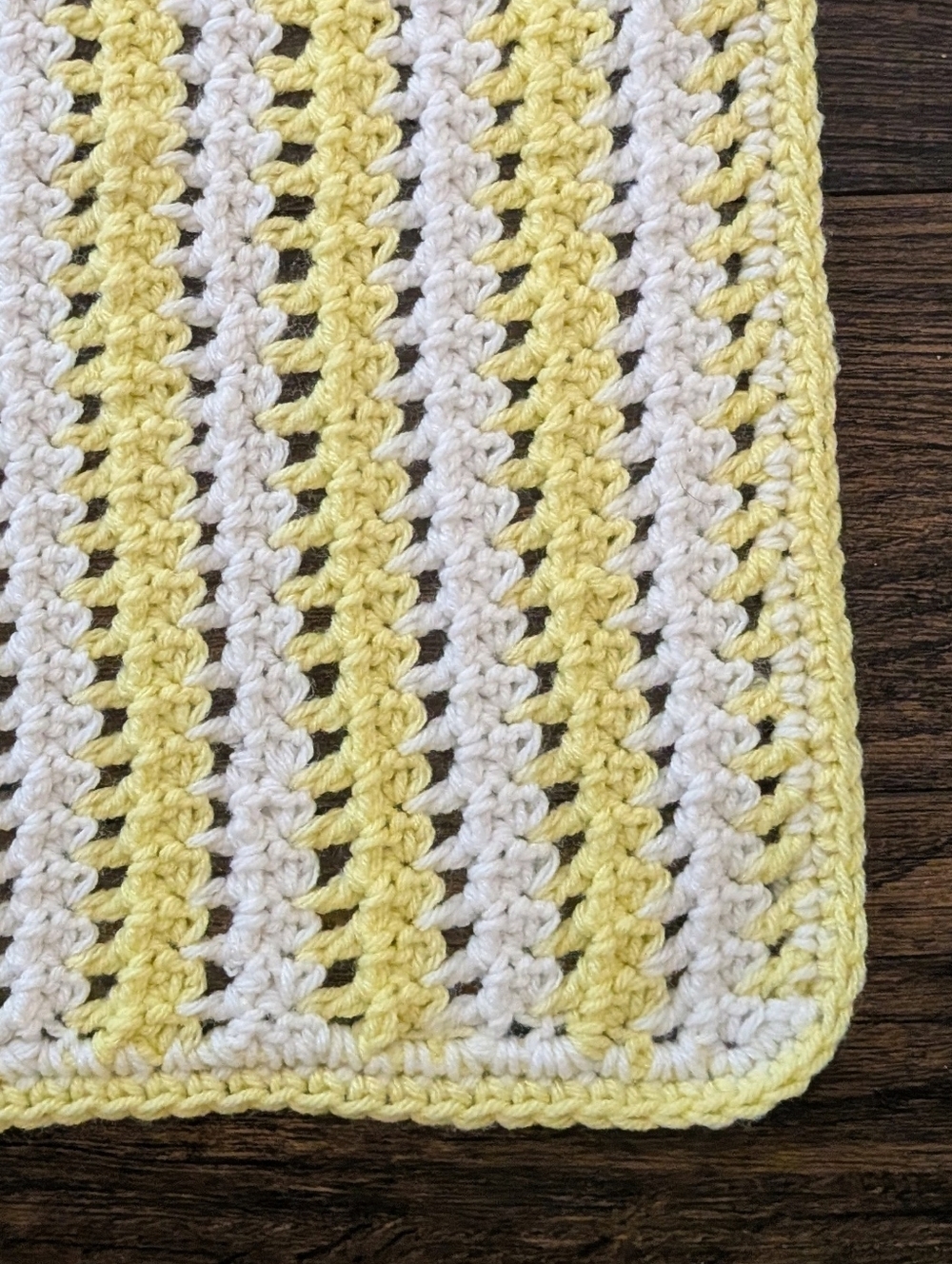 EUC Handmade 53"x32" Crocheted White and Yellow Afghan Throw Blanket - Picture 4 of 5